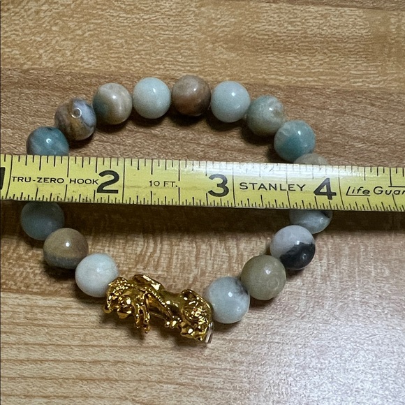 #1121**Yellow Gold Plated Dragon Beaded Bracelet - Picture 3 of 5